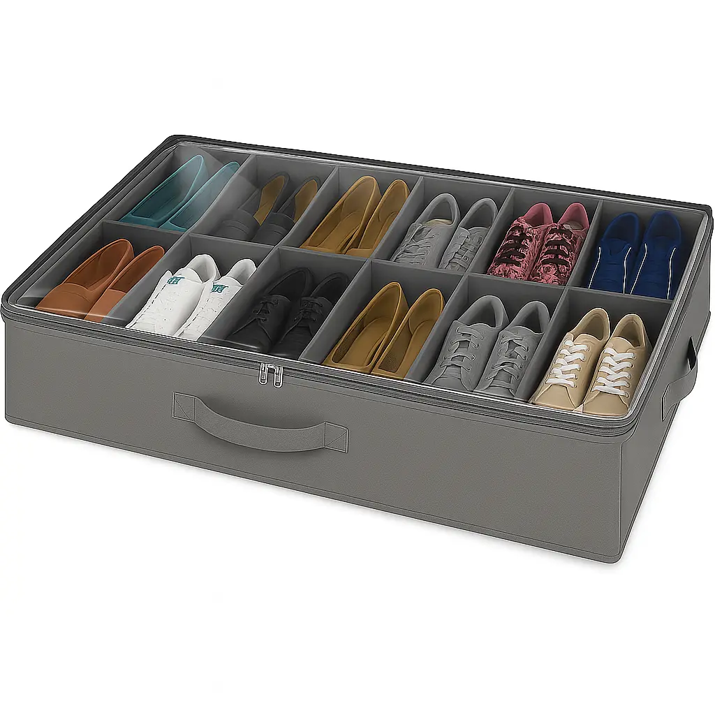 [SH03] 12 Pair Underbed Shoe Storage Organizer with Zipper & Handle