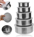 5 Pcs Stainless Steel Bati Containers with Lids for Kitchen Use