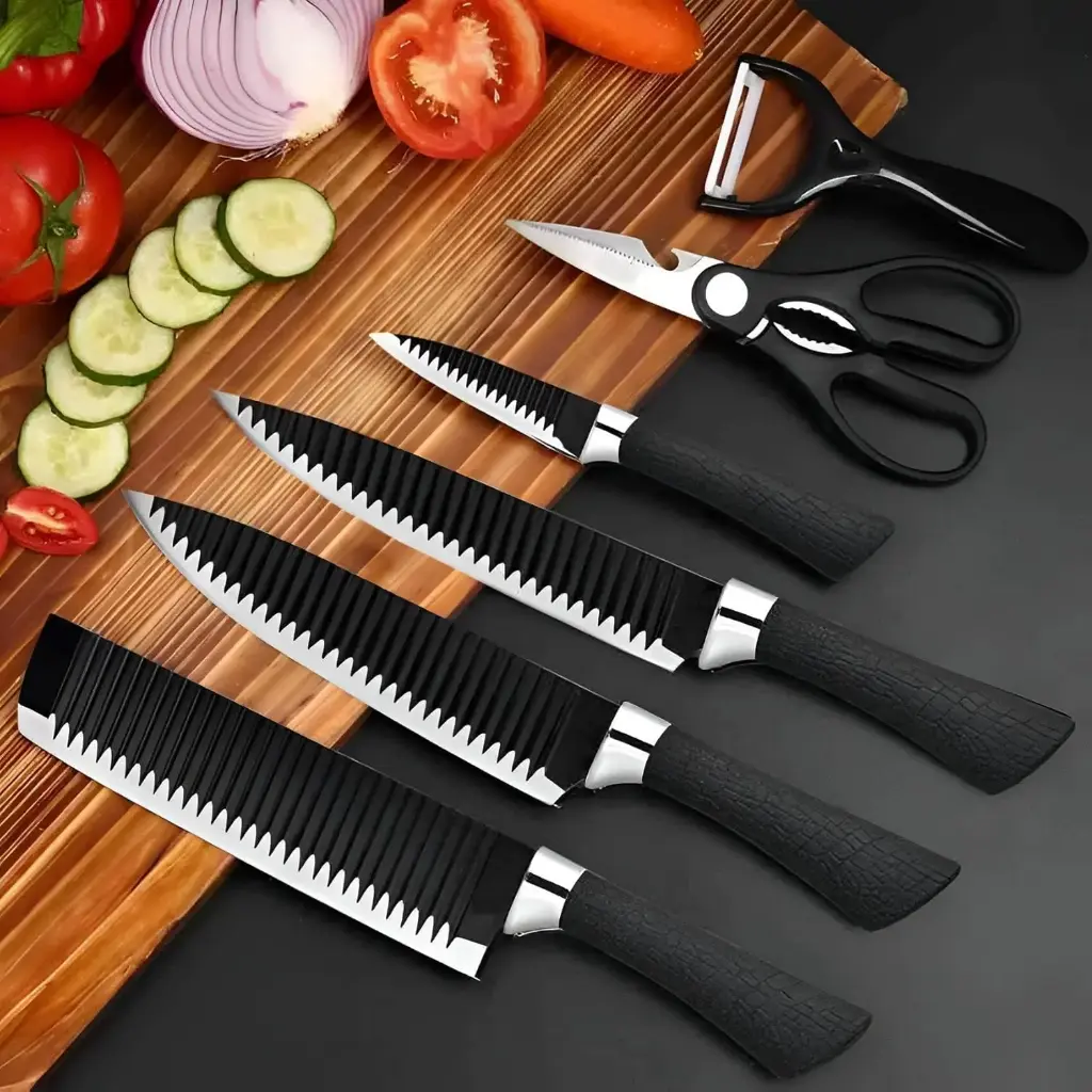 [CP33] 6 Piece Stainless Steel Knife Set with Robust Kitchen Scissors