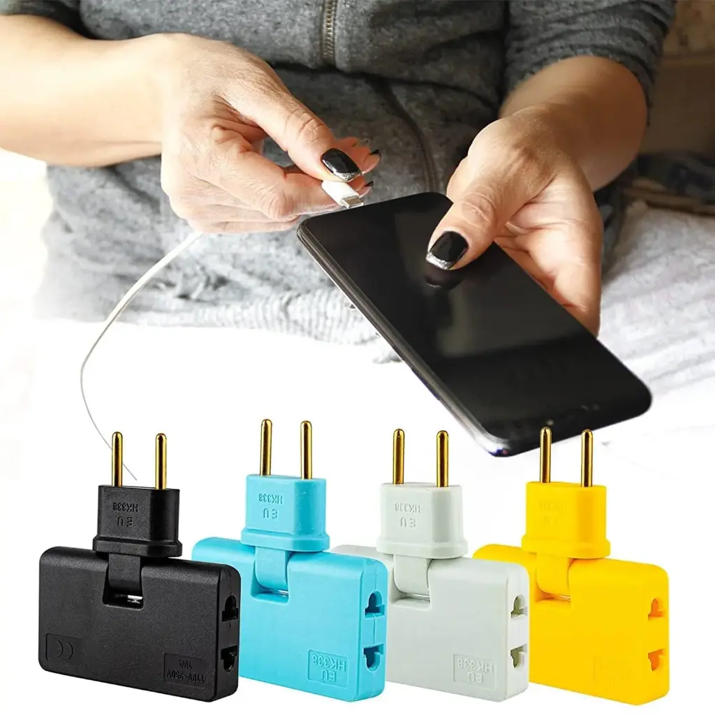 3 in 1 Multi Socket Plug Adapter Foldable Rotatable 180° (Ash)