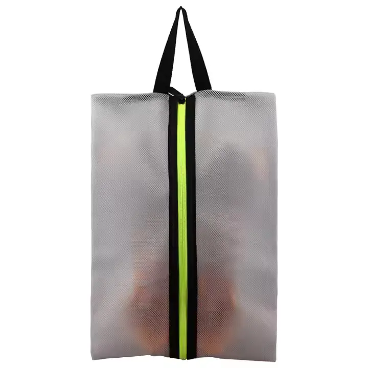 [PSOB1] Breathable Mesh Travel Shoe Storage Bag with Zipper Closure (Ash)