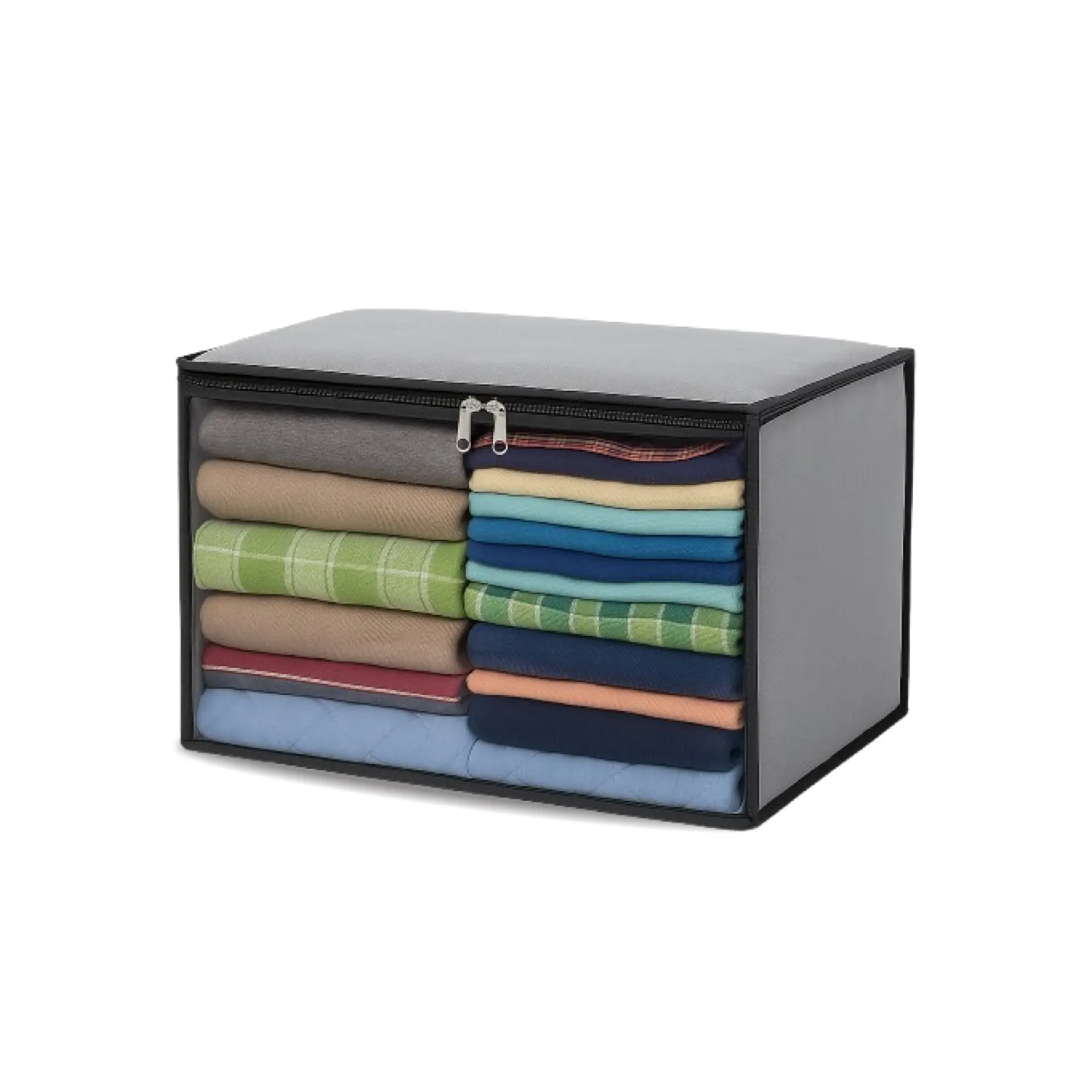 2 Row Cloth Storage Bag with Clear Window & Zipper Closure