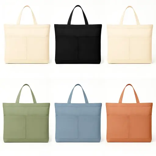 Canvas Tote Bag with Pocket and Zipper Spacious & Practical Design